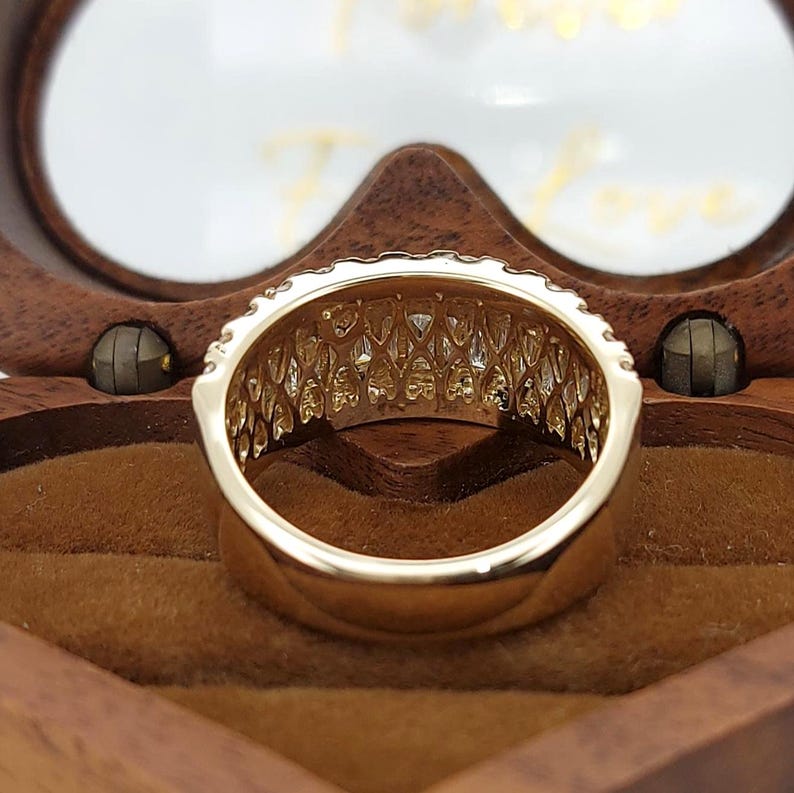 14k Gold Half Eternity Baguette Cut Lab Grown Diamond Wedding Band ...