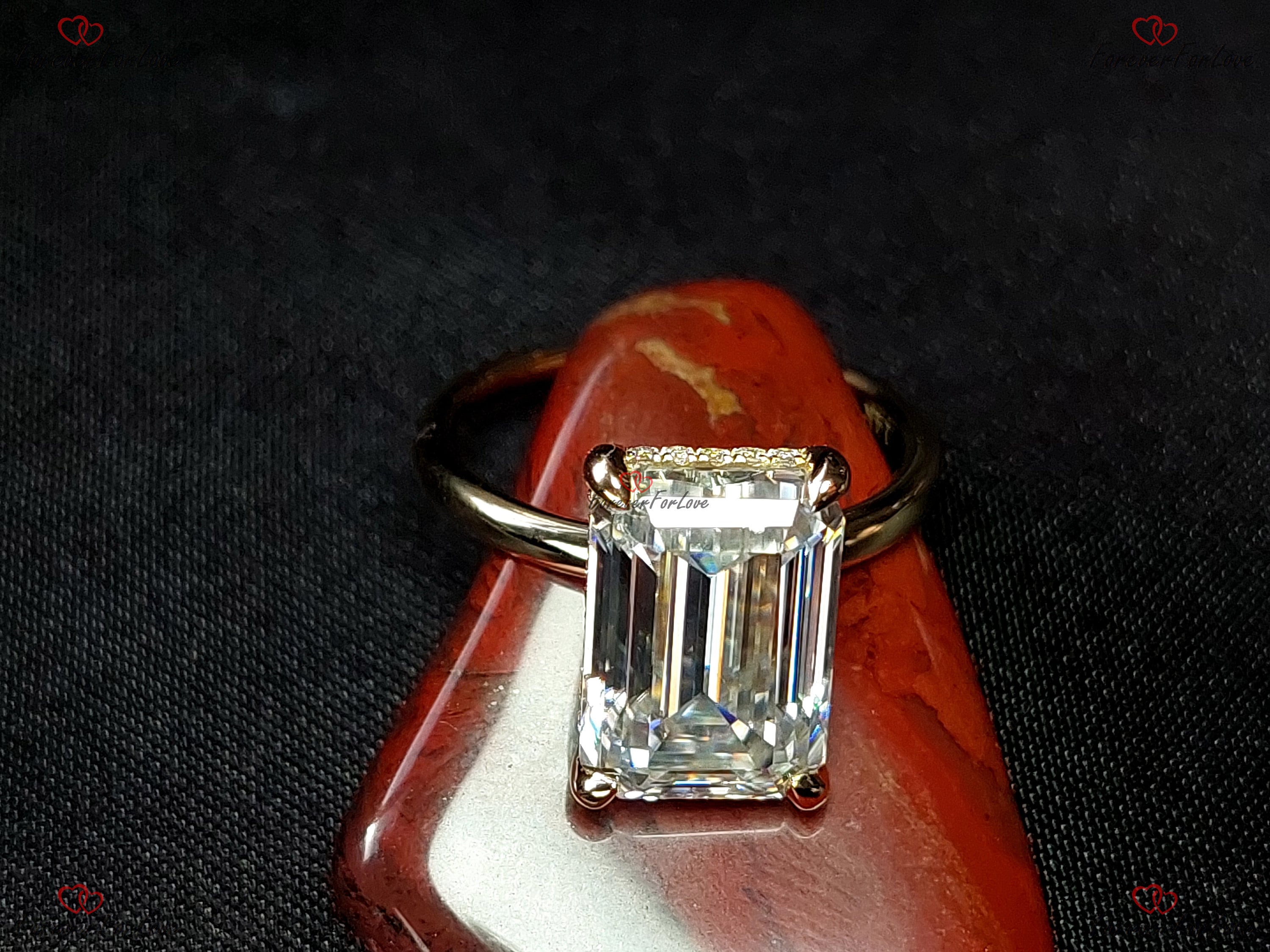 大粒エメラルドカット5.0ct ラボダイヤモンド エメラルドカット ダイヤモンド エンゲージリング、5Ct IGI 認定