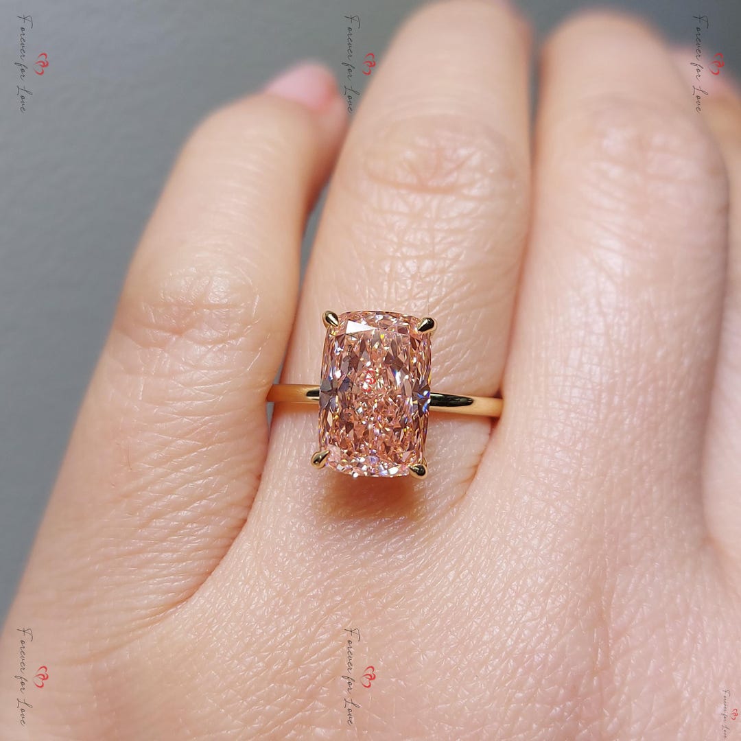 Carats Rare Pink Cushion Cut Lab Grown Diamond Engagement Ring