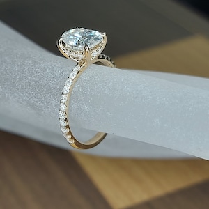 1.5 Carat Oval Moissanite Ring GRA Certified D, VVS1 14K Yellow Gold Oval engagement Ring, Women diamond Ring Anniversary Ring gift for her.