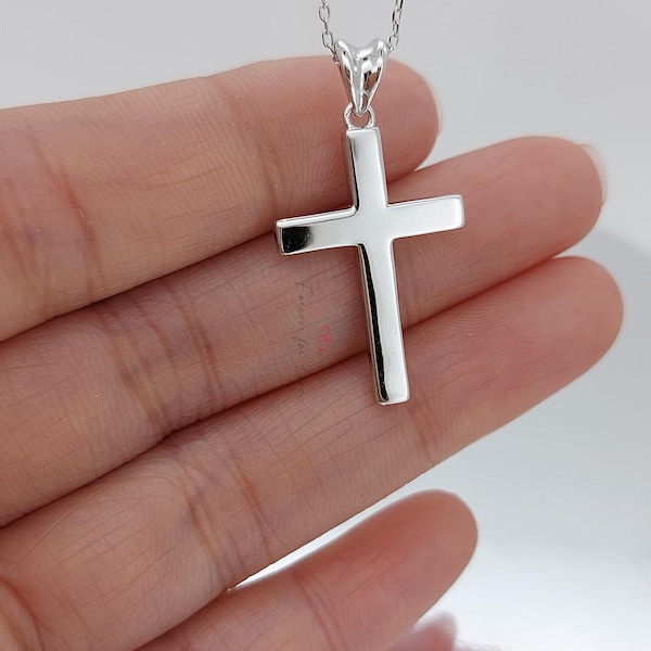 14k Solid Gold Cross Necklace for Women, Cross Pendant, Religious Jewelry, Christian Faith Pendant, Cross Gift for Women