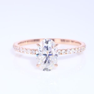 1.5 CT /9*6mm/ Moissanite Engagement in 14k/18k Solid Gold, Oval Forever One , Elongated Oval Cut Engagement Ring, Modern Engagement Ring.