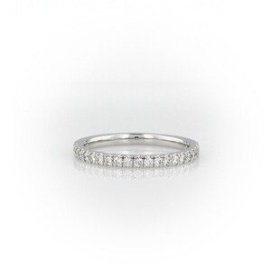 Diamond Wedding Band 10K 14K 18K Solid Gold Stacking Ring Half Eternity ...