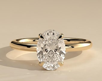 2.8 CT Oval Moissanite Engagement Ring: 14k White Gold Hidden Halo