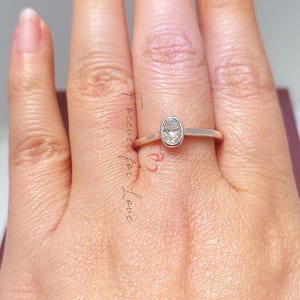 0.5 Ct Oval Cut Lab Grown Diamond Solitaire Ring, Bezel Set Engagement Ring, Oval CVD Diamond, White Gold Gold Promise Ring Gift for her