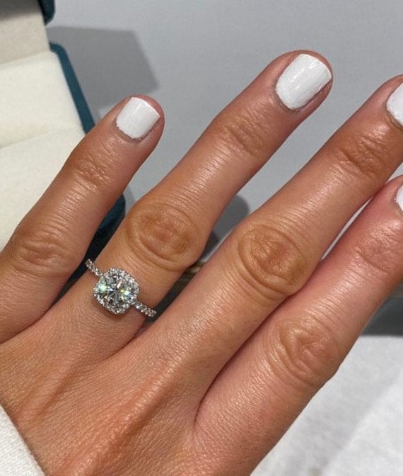 Crystal Vintage Round Halo Diamond Engagement Ring - artcarvedbridal