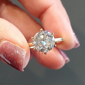 Lab Grown Diamond Ring , Round Diamond Engagement Ring , Lab Made Diamond Ring , 3 CT Round Diamond Ring , Solitaire Ring , Yellow Gold