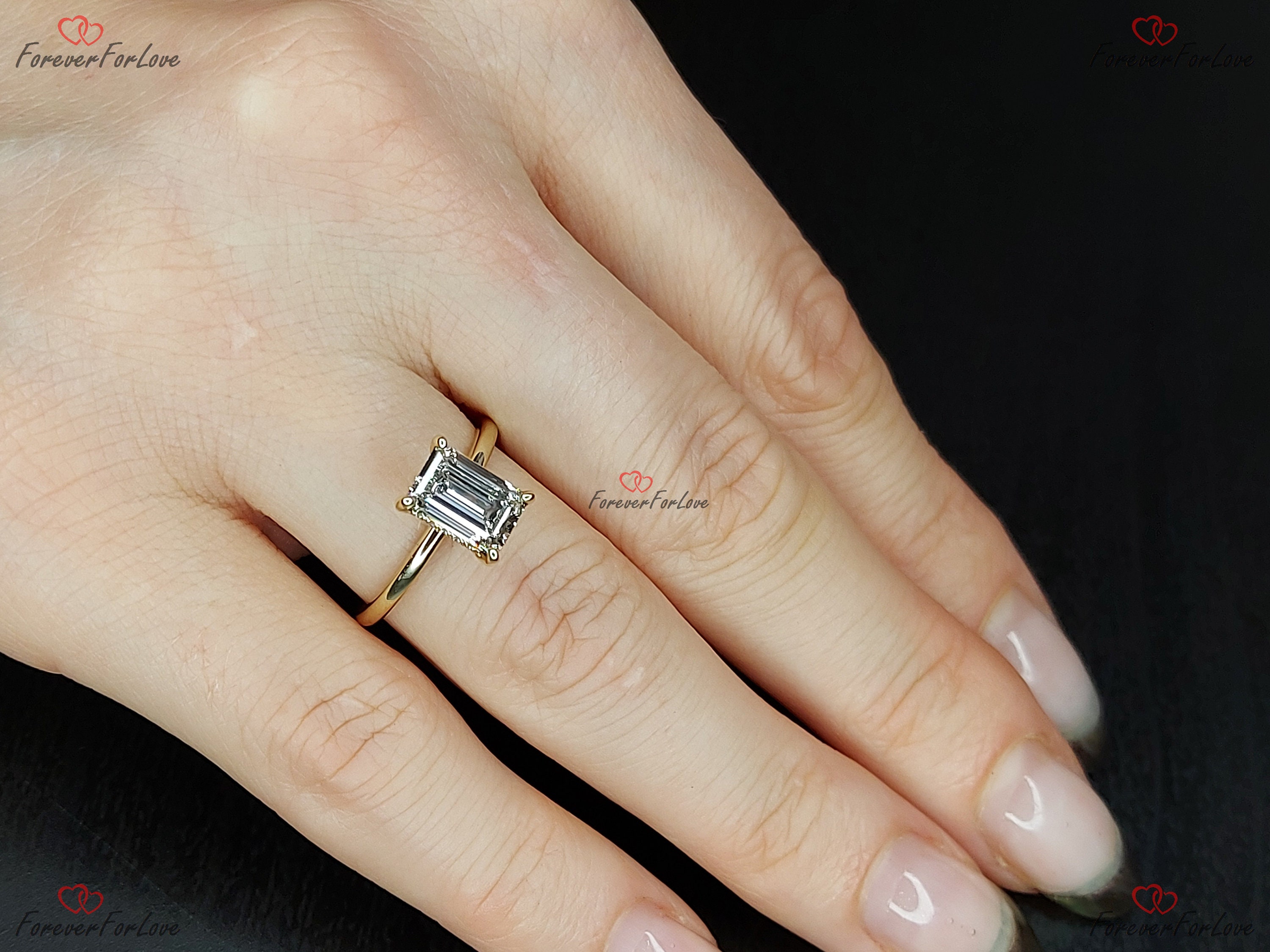 2 CT Emerald Cut VVS1/D Diamond Cluster Halo Engagement Ring 14K White Gold Over