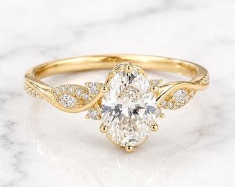 3.3ct Nature Inspired E, VVS2, IGI Certified Oval Cut Diamond Engagement Ring , Nature inspired Design, Wedding Ring, Perfect wedding Gift