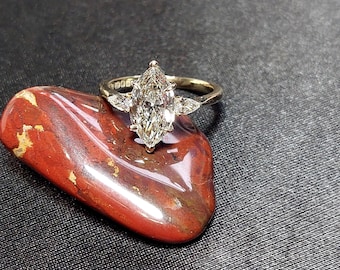 Unique hand made Vintage Rose Gold Marquise Diamond Ring, Lab Grown Diamond Ring, IGI CERTIFIED, , Custom Engagement Ring, Promise Ring
