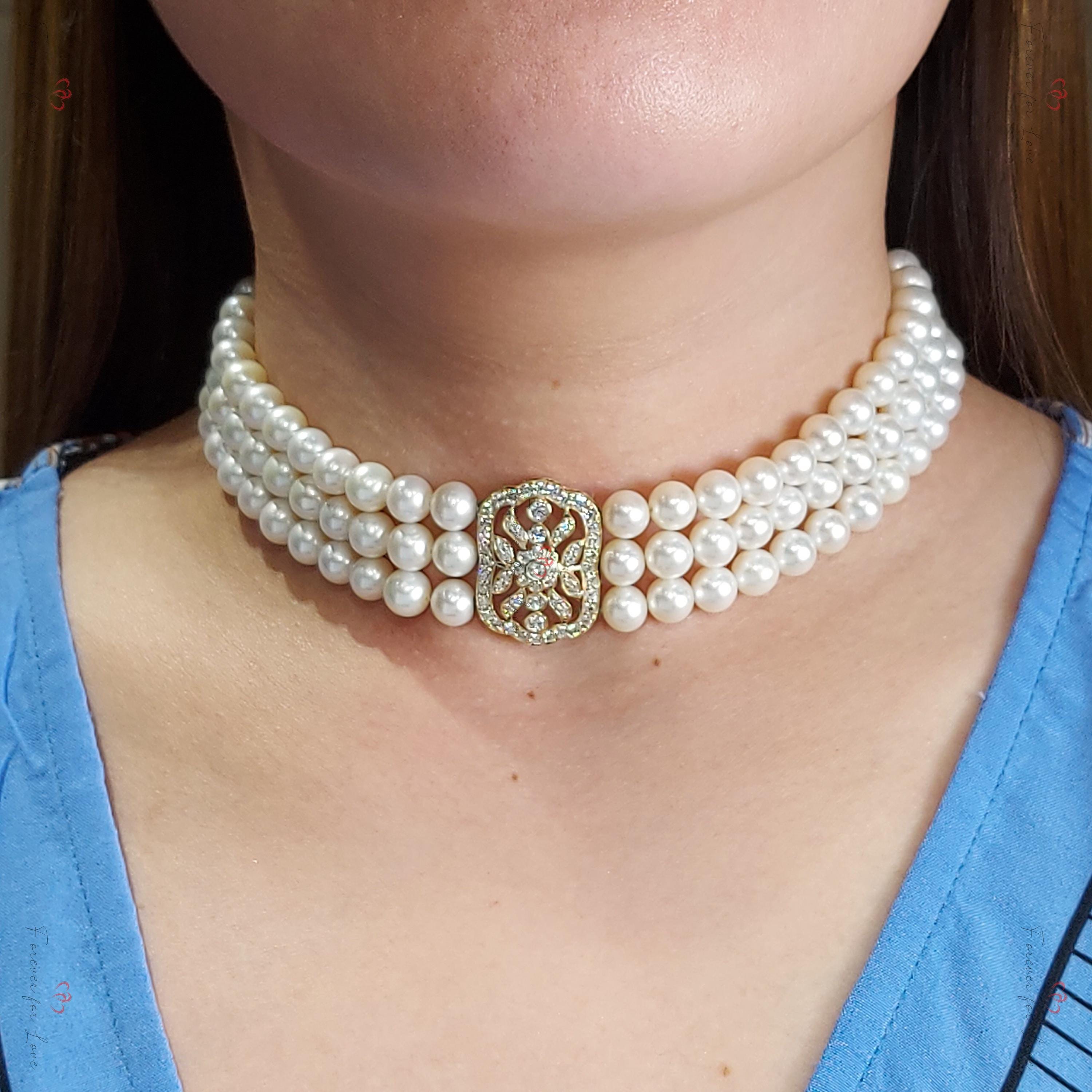 Collana Di Perle Finte Donna 8mm: Bianche, Eleganti, Con Catena Di Estensione, Perfetta Per Matrimoni E Cerimonie