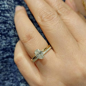 1 Carat Oval Cut Lab Grown Diamond Engagement Ring Bridal set Wedding Ring Diamond Ring for Anniversary Gift Oval Cut Diamond Ring