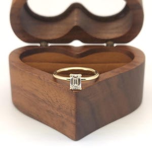 Solitaire lab grown Emerald Cut engagement ring  1CT, E, VVS2 14K Solid Gold IGI Certified Emerald Diamond Proposal Ring Anniversary Ring.