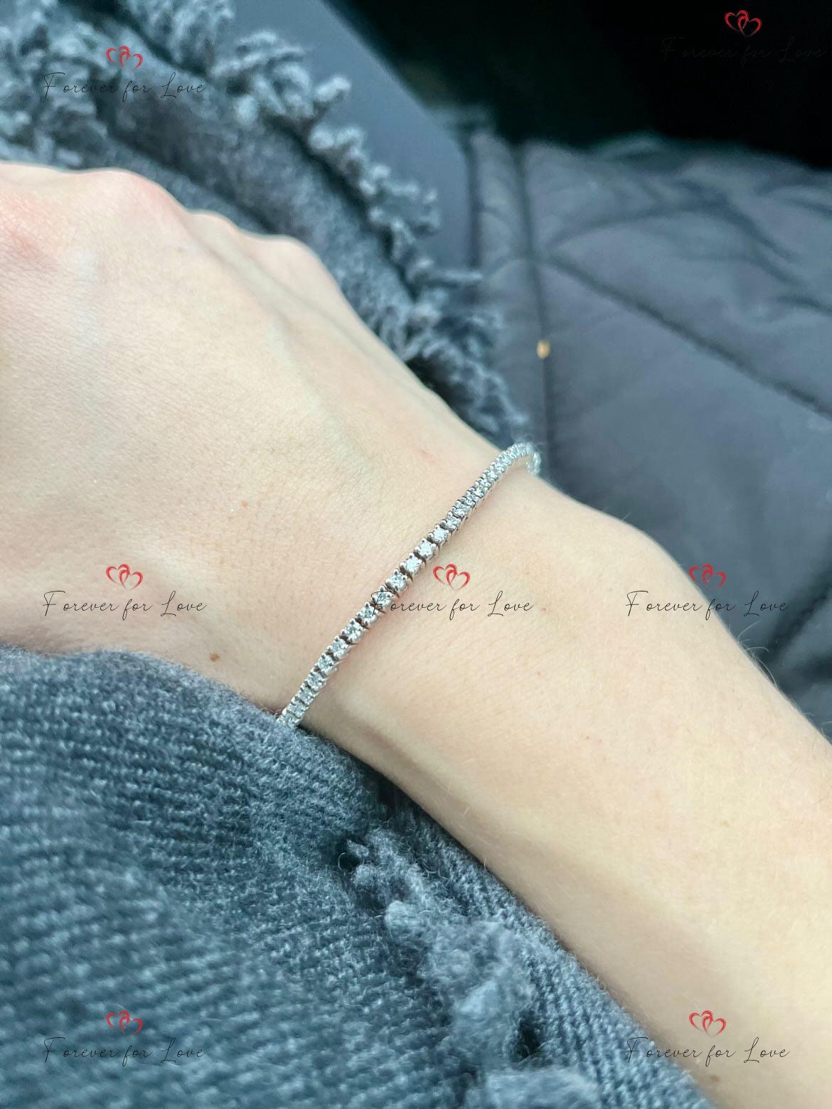 Diamond Tennis Bracelet 14K white Gold 2MM round Tennis Bracelet, Lab Grown  Bracelet, Beautiful White Diamond Bracelet, mm round