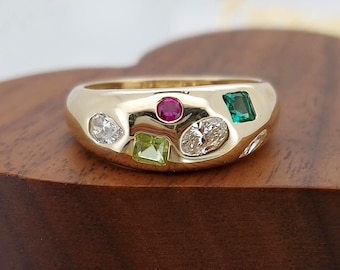 14k Gold Iconic Dome Ring, Solid Gold Cigar Band, 6mm Wide Ring, Thick Band Wedding Band, Unisex Gold Band for Her