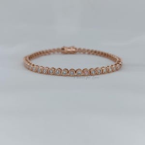 Diamond Tennis Bezel Bracelet 14K white Gold round Tennis Bracelet, Lab Grown Bracelet, Beautiful White Diamond Bracelet,round bracelet.