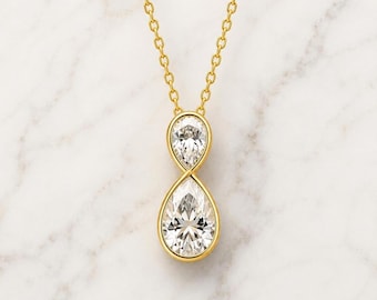 1.5 Carat E/VVS2 Pear Cut Diamond Pendant with Chain, 14k Solid Gold, Lab Grown Diamond, Pear lab diamond, Perfect gift for her