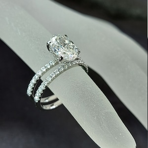 Set da sposa a taglio ovale da 1,8 ct in oro bianco, set da sposa ovale in ghiaccio tritato, set da sposa a taglio ovale in Moissanite, set da sposa in Moissanite.