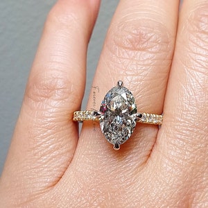 3 Ct Oval Engagement Ring Lab Created Diamond  CVD Diamond Engagement IGI CERTIFIED 18k Yellow Gold Anniversary Personalised Gift for her.
