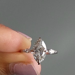 1.5 Ct Marquise Diamant Vintage Ring, Labor gewachsener Diamant Ring, IGI ZERTIFIZIERT, Gelbgold Ring nach Maß, einzigartiger Verlobungsring.