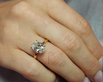 Anillo de compromiso solitario con diamante cultivado en laboratorio ovalado con certificación IGI, anillo de bodas, anillo de diamantes D, VVS2 para ella, regalo para esposa, anillo de propuesta.
