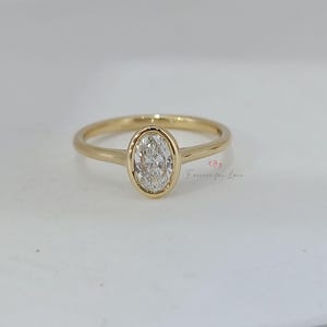 0.5 Ct Oval Cut Lab Grown Diamond Solitaire Ring, Bezel Set Engagement Ring, Oval CVD Diamond, White Gold Gold Promise Ring Gift for her