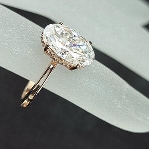 Oval Cut Engagement Ring 14K rose gold ring Crushed ice Oval 11*7mm Moissanite engagement ring diamond hidden halo ring Haley bieber Ring.