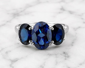 14k Oval cut Deep Royal Blue Sapphire Ring, Blue Sapphire, Oval Cut Sapphire Ring, Lab Created Sapphire, Ethically Sourced, Perfect Gift