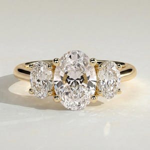 2 CT Trilogy, E, VVS2, IGI Certified lab created Engagement Ring, Oval Cut Diamond Ring,Anniversary Ring, Unique Promise ring, Gift for Her.