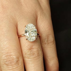 Oval Diamond Engagement ring 14K Yellow Gold Ring, 4 Ct Oval F, VS1 Solitaire Ring, Certified Lab Grown Conflict free Diamond Promise Ring.