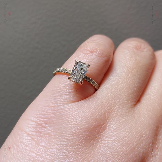 Radiant cut Diamond Engagement Ring, Lab-Grown IGI Certified Diamond, Hidden Halo Diamond Ring, Anniversary bridal Wedding Gift For Her.