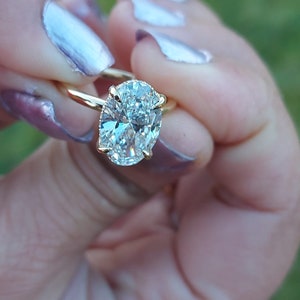 3 Ct D, VVS2 Oval Engagement Ring, Oval Lab Grown Diamond Ring, SOLID Yellow Gold, Dainty Minimal Ring, Gift for her Oval Cut Diamond Ring.