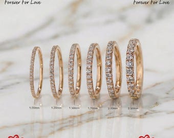 Diamond Wedding Band 10K 14K 18K Solid Gold Stacking Ring Half Eternity Ring Genuine Lab Grown Diamond Ring Anniversary Stack Ring for Women