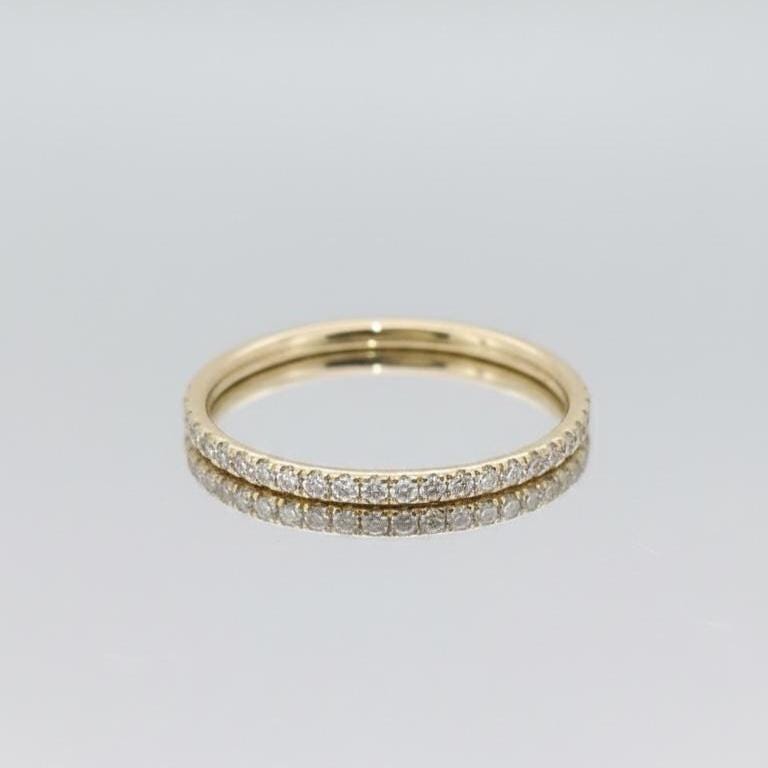 Diamond Wedding Band 10K 14K 18K Solid Gold Stacking Ring Half Eternity ...