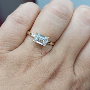 1.0 - 2.0 CT Emerald Cut Lab Grown Diamond Ring, IGI CERTIFIED Solitaire Engagement Ring, Diamond Wedding Ring for Women, Anniversary Gift.