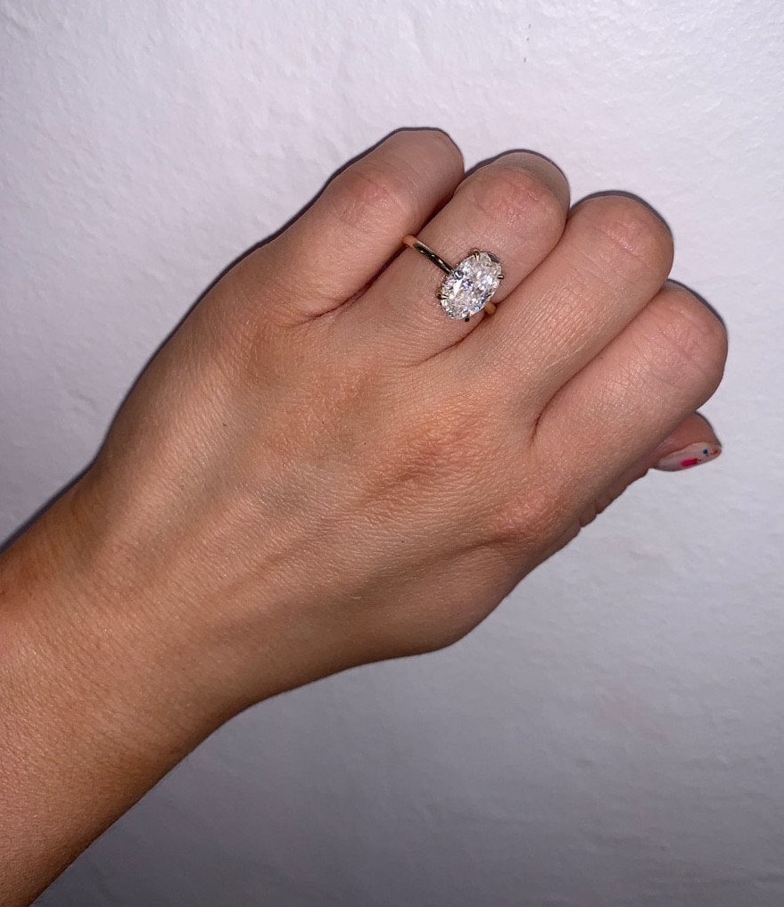 Oval Cut Moissanite Engagement Ring 3ct Crushed Ice Oval Etsy Singapore