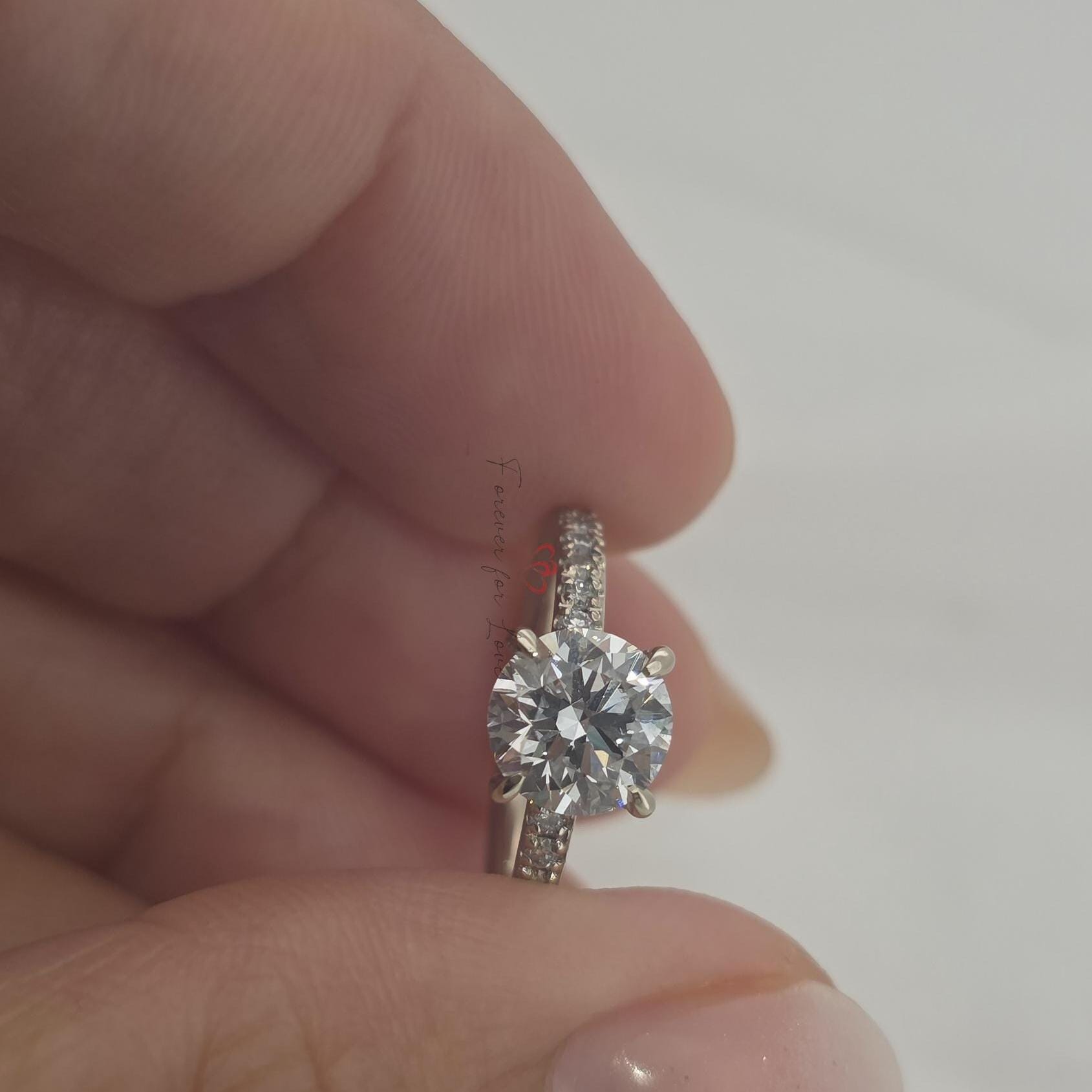 1.0 CT Round Lab Grown Brilliant Cut IGI Diamond Engagement Ring solid white gold  Promise Ring Lab Grown Engagement Proposal For Her