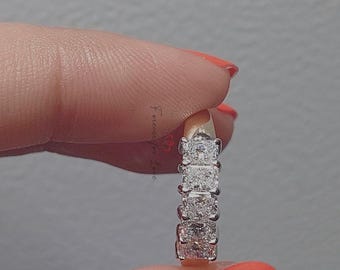 Radiant cut Lab Grown Diamond Wedding Band, Anniversary Band for her, Five stone Half Eternity Band,  Stackable Matching Band Gift for her.