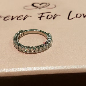 Oval Lab Grown Diamond in gold/platinum Band three quarter Eternity Band Lab-Grown Diamond Ring Oval Wedding Anniversary Stacking band.