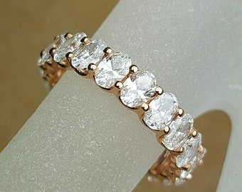 Full eternity band Moissanite wedding band vintage solid 14k solid gold Unique oval cut ring for woman anniversary ring