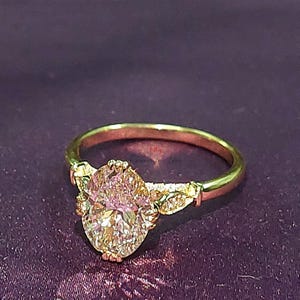 Unique Vintage Oval Diamond Engagement Ring  2.03 F, VS1 Carat Lab Grown Diamond Engagement Ring 14K Solid Gold IGI Certified Diamond Ring.
