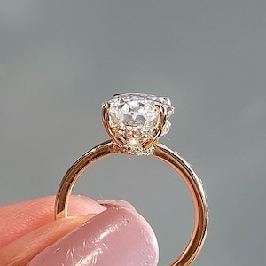 Oval Engagement Ring, 4.5Ct hybrid Crushed ice Oval 12*9mm Moissanite engagement ring, diamond double hidden halo ring, Haley bieber Ring.