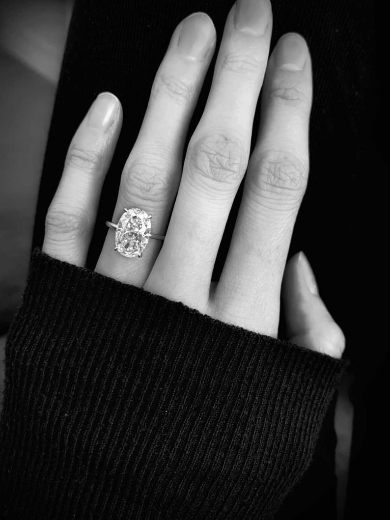 Oval Engagement Ring 4ct Crushed Ice Oval 128mm Moissanite Etsy UK