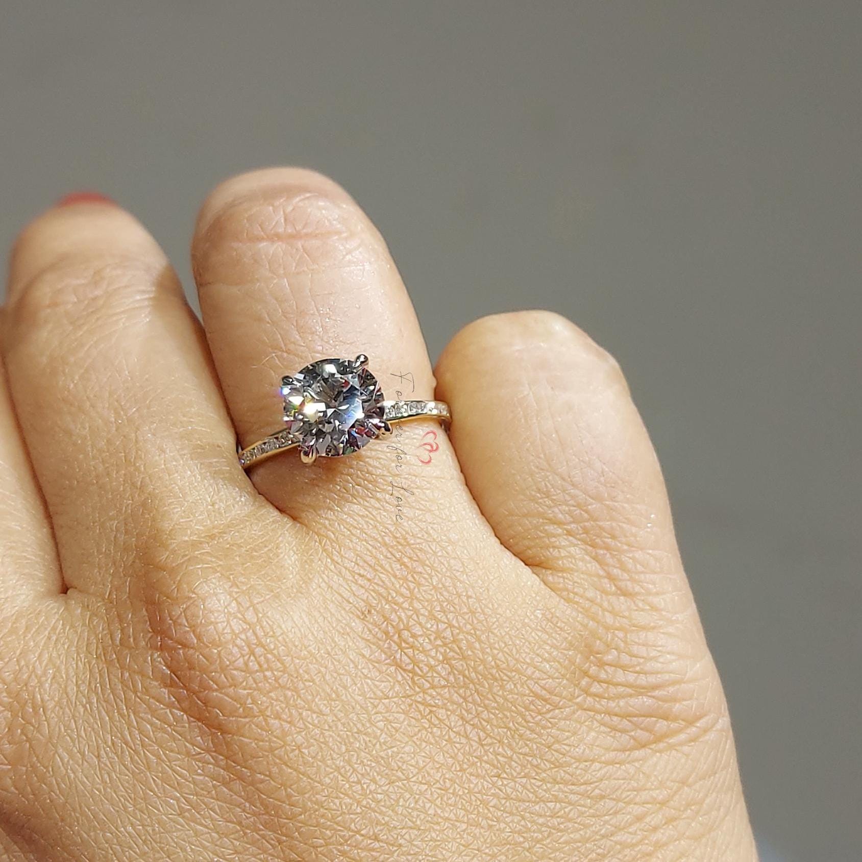Anello Fede Uomo 2 Carati Diamante Creato In Laboratorio &ndash; Argento 925 Sterling &ndash; Fatto Su Misura (Misure 4-14)