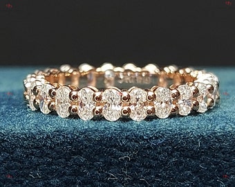 Oval Natürliche Diamant Voll Eternity Band Oval Diamant Band Platinum Voll Eternity Ehering teilen Prong Diamant Band