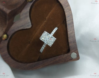 1.5 Ct Radiant Diamond Engagement Ring, Lab-Grown IGI Certified Diamond, Hidden Halo Diamond Ring, Anniversary bridal Wedding Gift For Her.