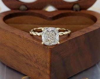 4.25 Ct Cushion Cut VVS1 Lab Created Diamond Engagement Ring 925 Sterling Silver
