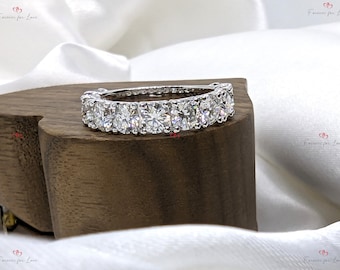 18K Solid Gold Halbe Eternity Jubiläum Band / Rundschliff Labor