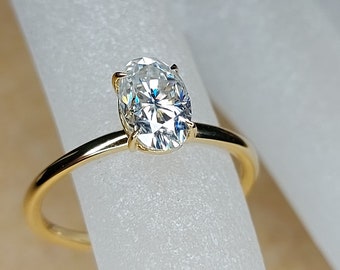 14K Solid Gold Ring Forever One Moissanite Ring, 1CT Oval Diamond Moissanite Engagement Ring/ UK Hallmark Wedding Ring/Promise Ring