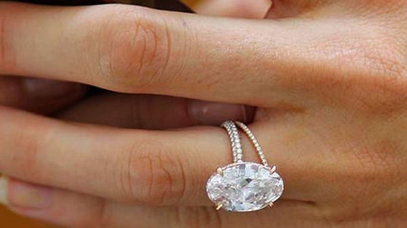 14K Rose Gold Emerald Cut White Sapphire Engagement Rings Set -  LisaJewelryUS